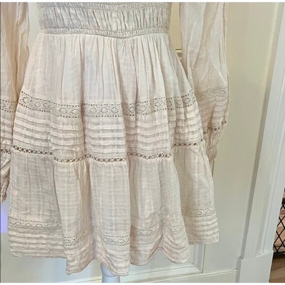 American Eagle elegant cream cotton long sleeve mini dress size small. - Picture 4 of 10